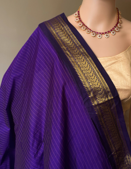 MAGENTA COTTON SILK SAREE WITH CHECKS